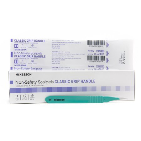 Scalpel McKesson No. 11 Stainless Steel / Plastic Classic Grip Handle Sterile Disposable