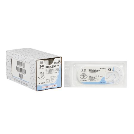 Nonabsorbable Suture with Needle McKesson Polypropylene C-13 3/8 Circle Reverse Cutting Needle Size 3 - 0 Monofilament