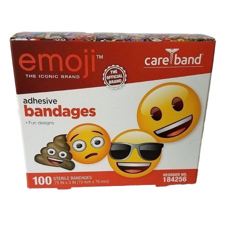 Adhesive Strip emoji™ 3/4 X 3 Inch Plastic Rectangle Kid Design (Emojis) Sterile BANDAGE, ADH EMOJI LF KIDS (100/BX 12BX/CS)