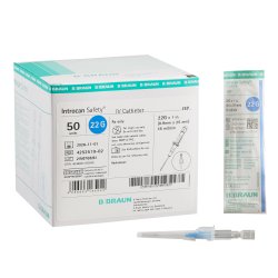 629338 Peripheral IV Catheter Introcan Safety® 22 Gauge 1 Inch FEP Polymer Straight Hub Non Blood Control Passive Safety CATHETER, IV INTROCAN SAFETY FEP 22GX1" (50/BX)
