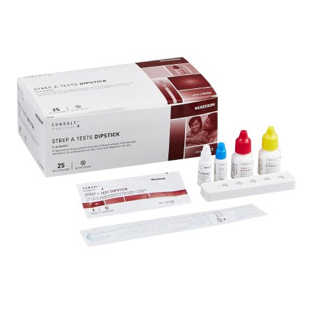 Respiratory Test Kit McKesson Consult™ Strep A Test 25 Tests CLIA Waived TEST, KIT STREP A DIPSTICK WAIVED (25/KT)