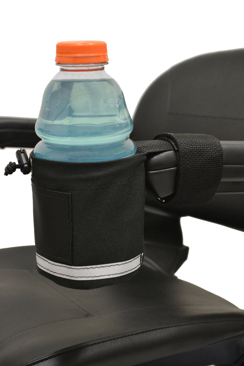 Large Cupholder Mounted on a Scooter with a Bottle 