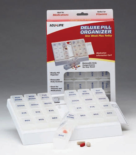 Deluxe Pill Organizer w/28 Com One Week Plus Today'